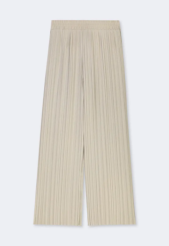 Choice High-Waist Wide Legs Pleated Trousers Beige