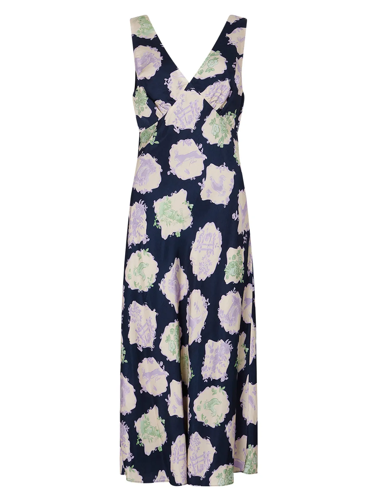 Claire Navy Pasture Print Slip Dress