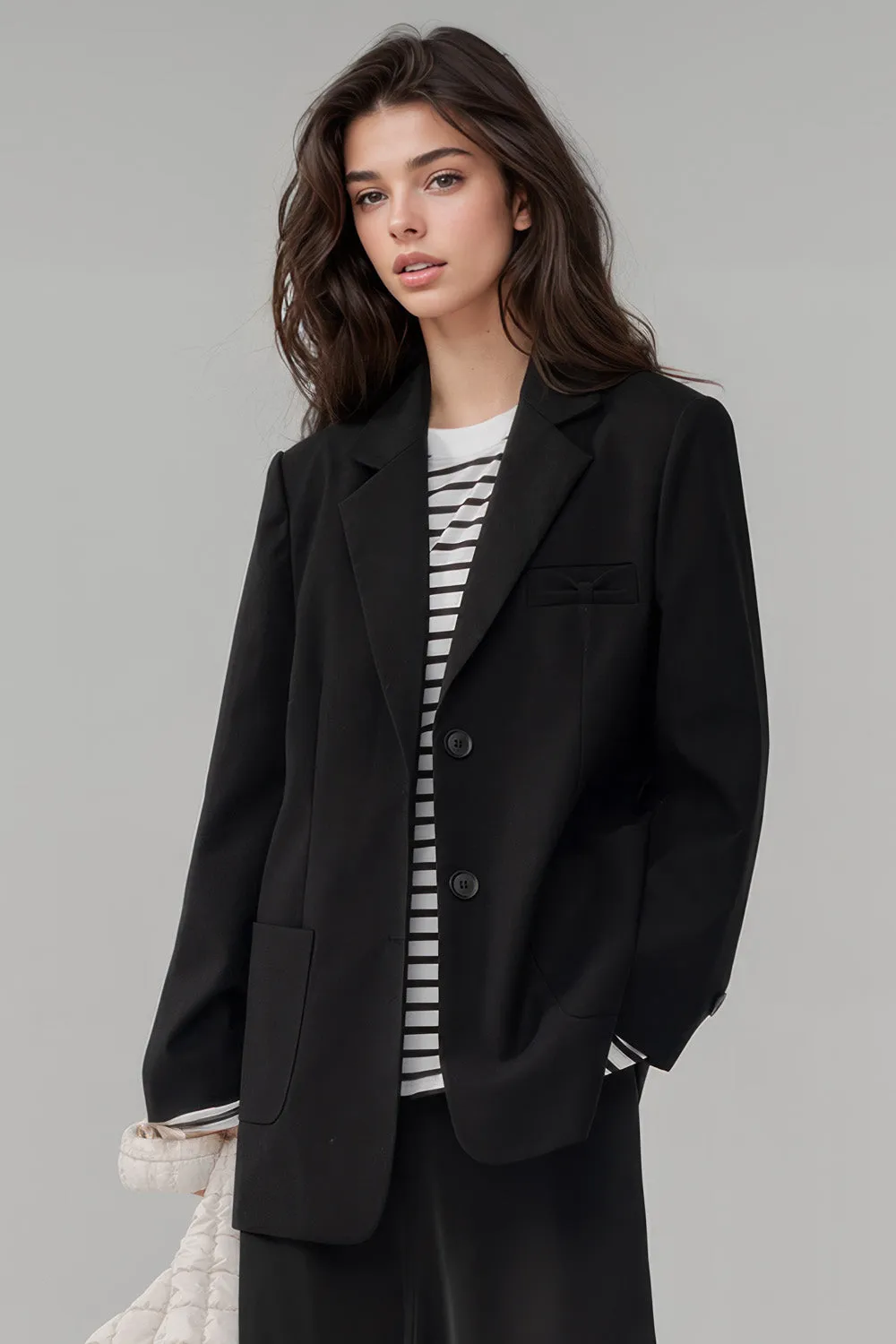 Classic Blazer with Pockets - Black