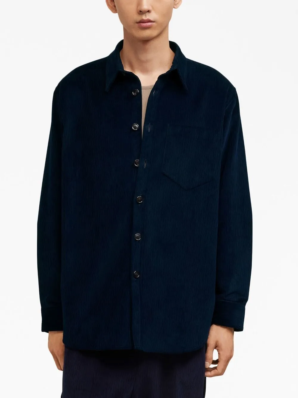 CLASSIC-COLLAR CORDUROY VELVET SHIRT JACKET