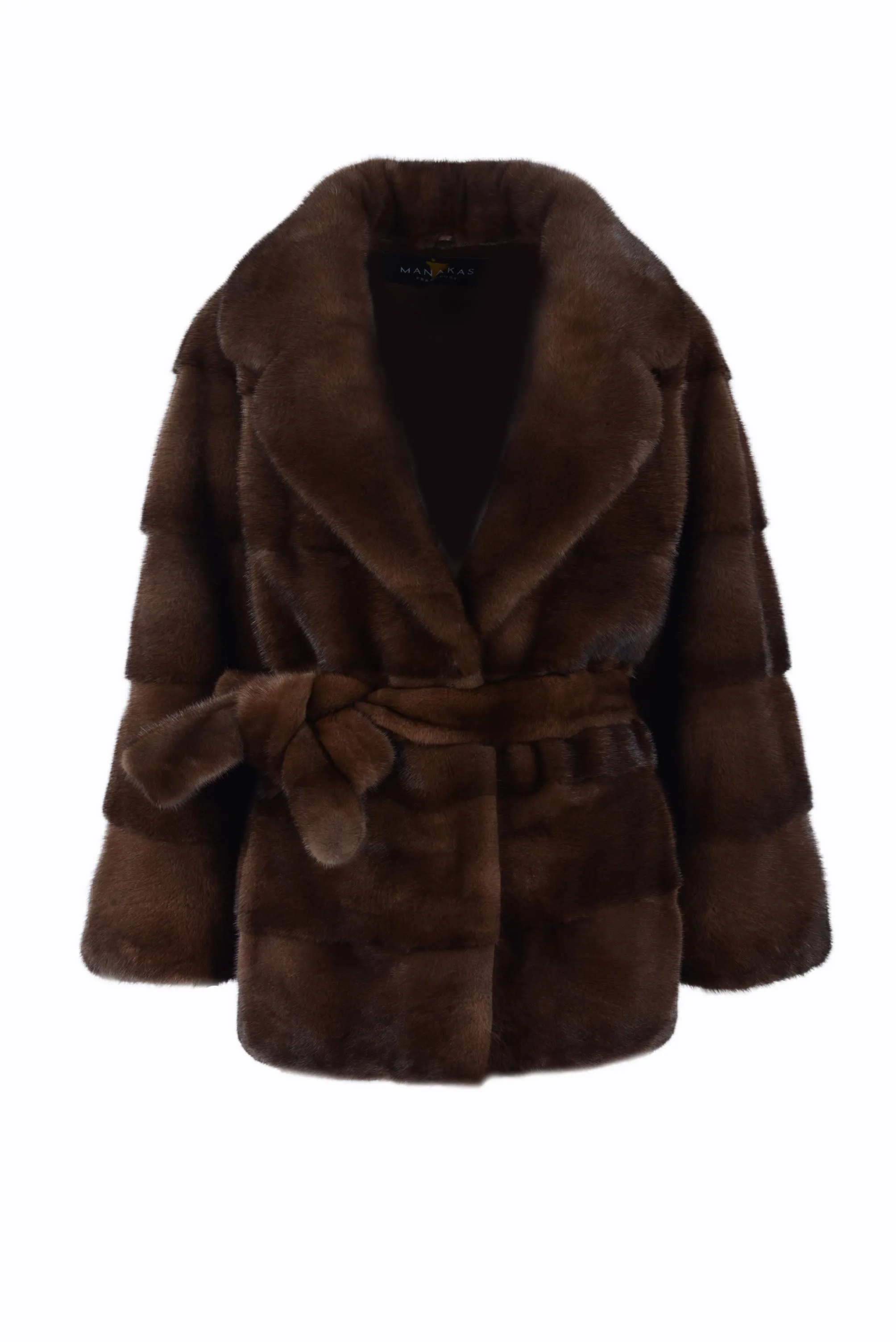 Classy and casual mink fur jacket with english collar