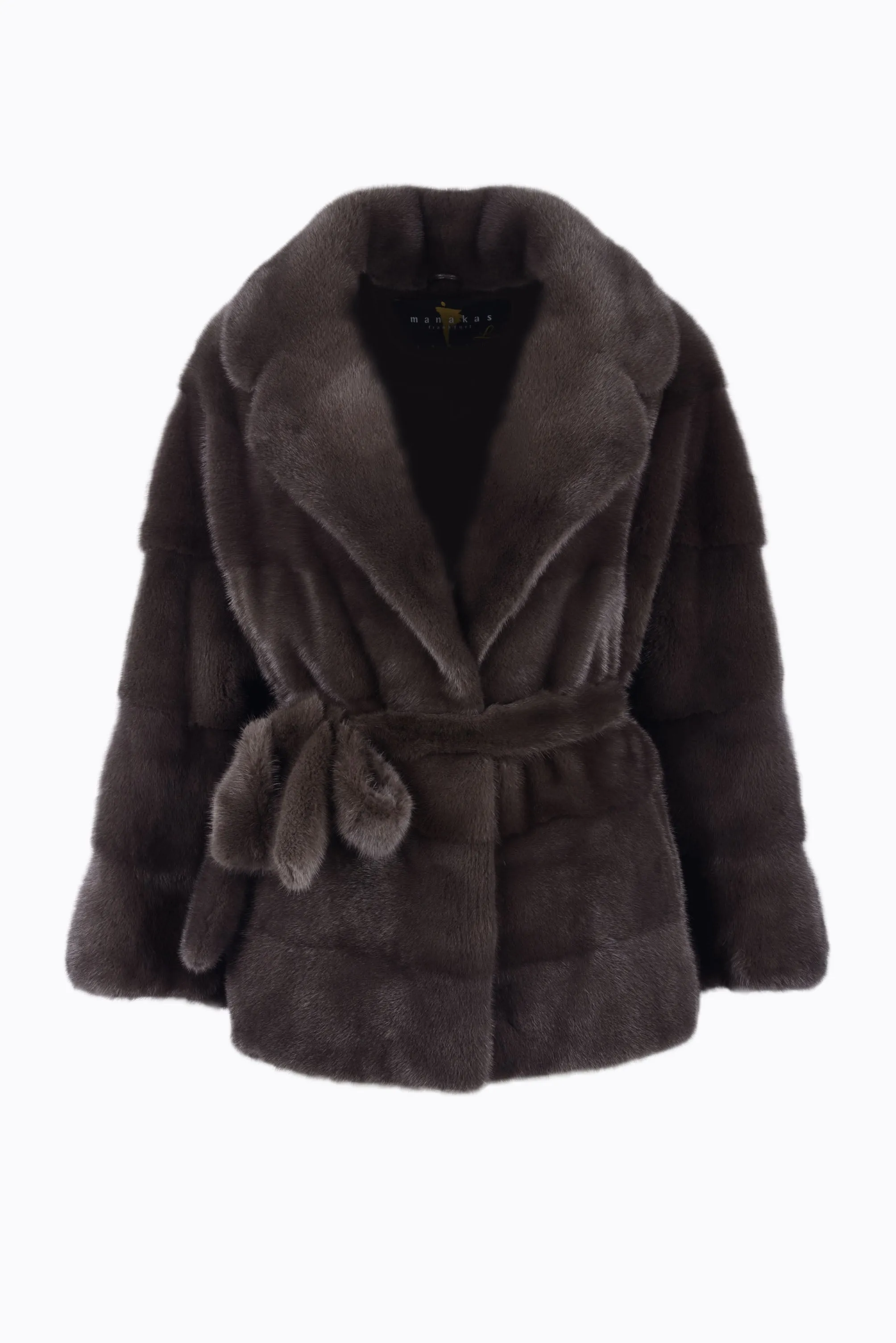 Classy and casual mink fur jacket with english collar