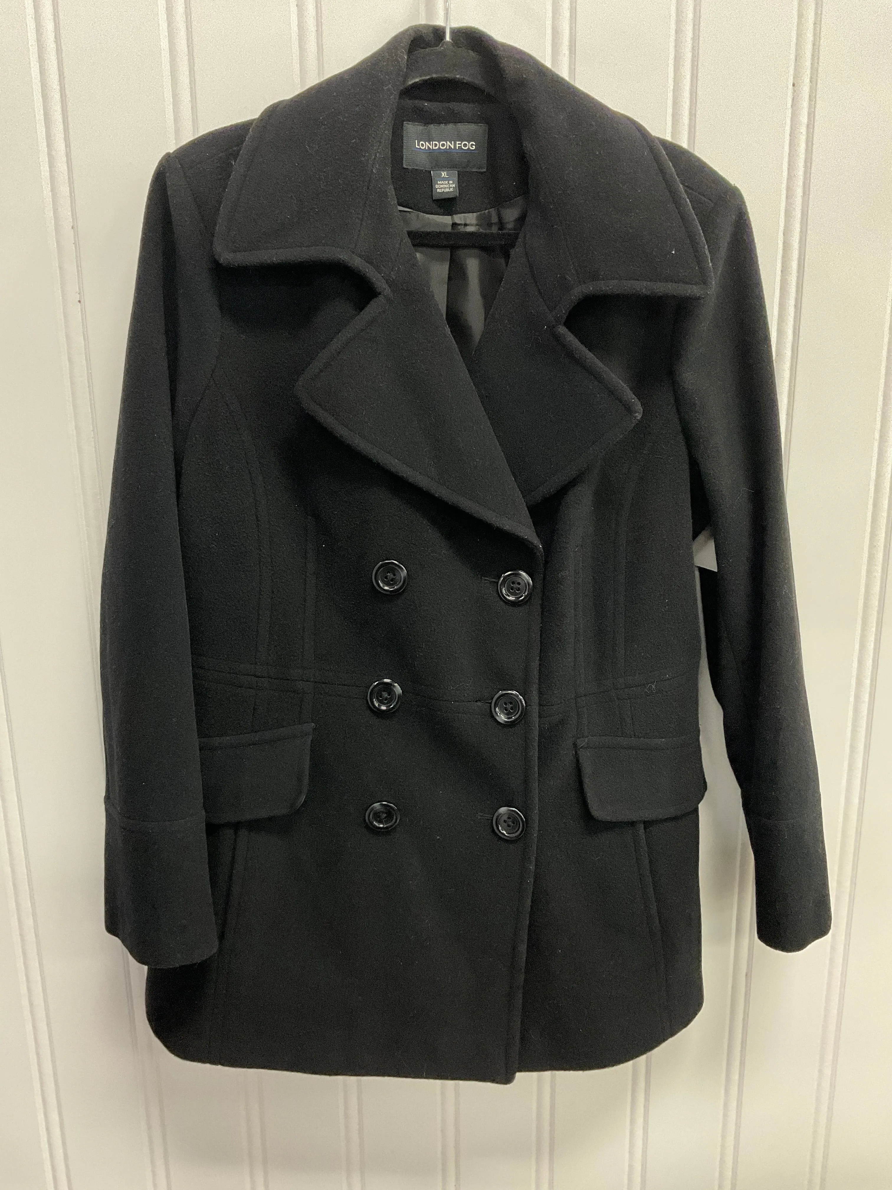 Coat Peacoat By London Fog In Black, Size: Xl