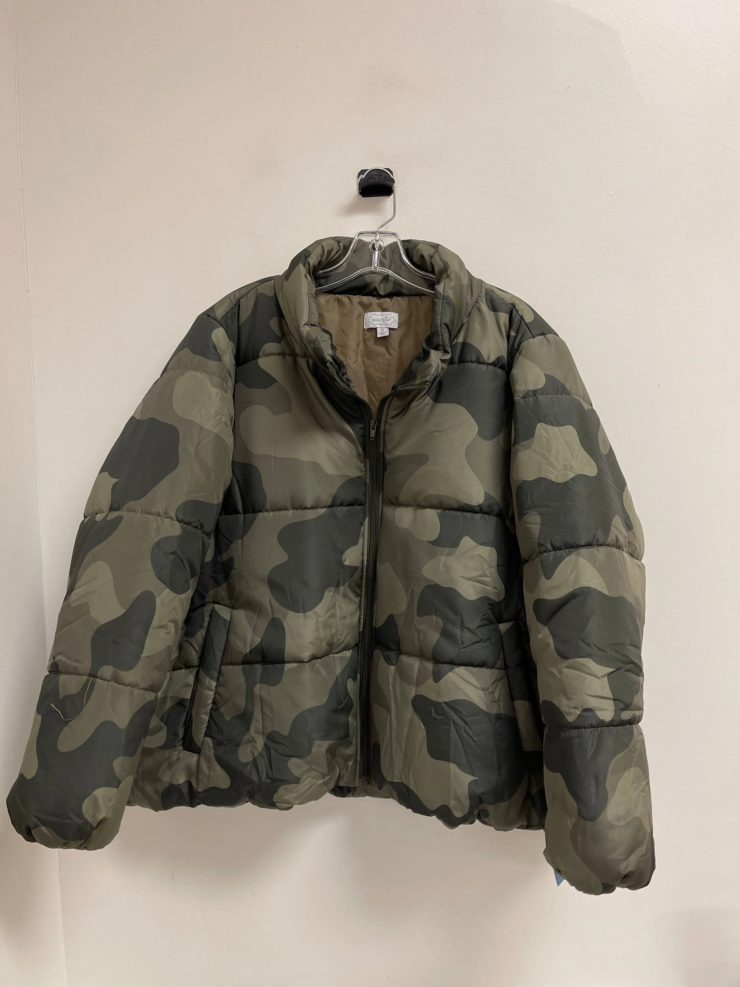 Coat Puffer & Quilted By Mudpie In Camouflage Print, Size: Xl