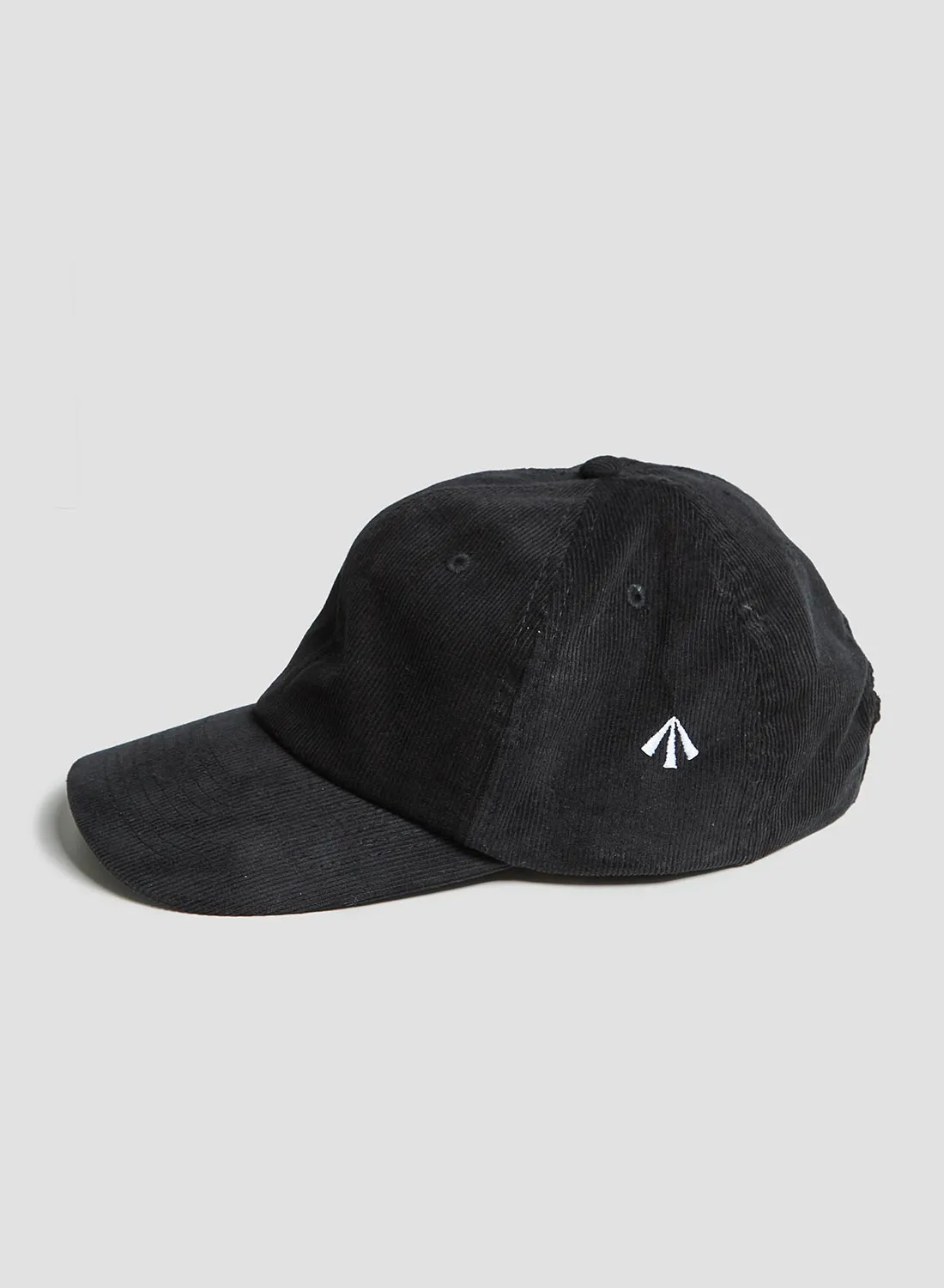 Corduroy Embroidered Cap in Black