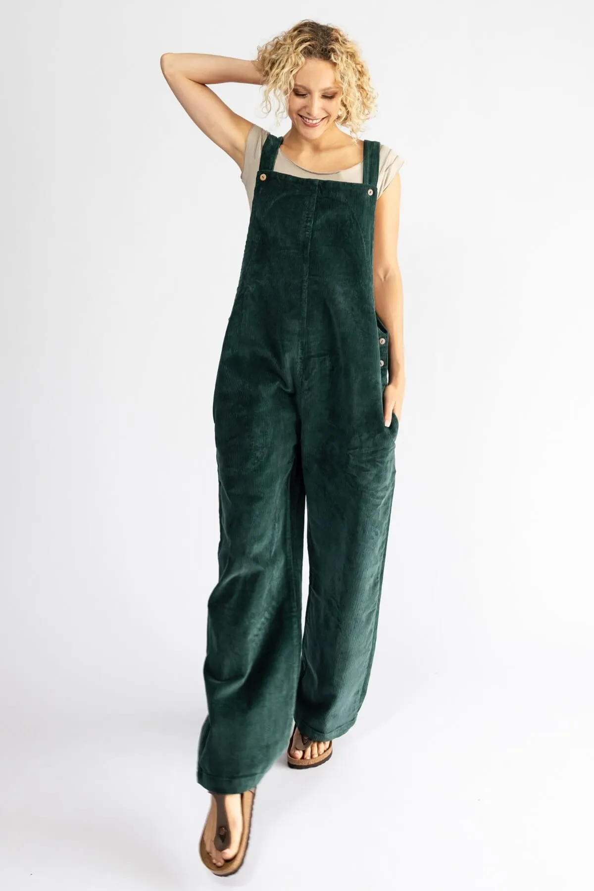 Corduroy Overalls - Midnight Teal