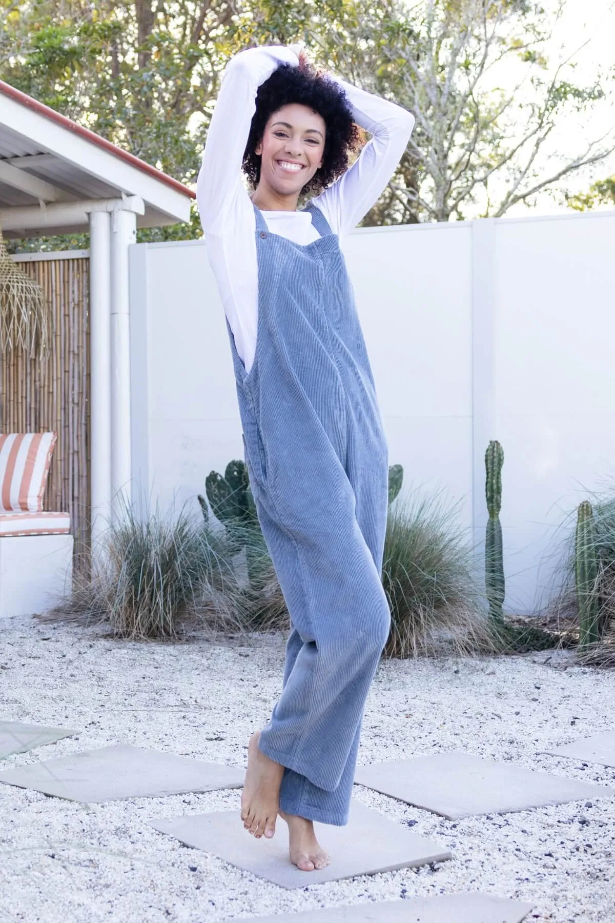 Corduroy Overalls - Sky Blue