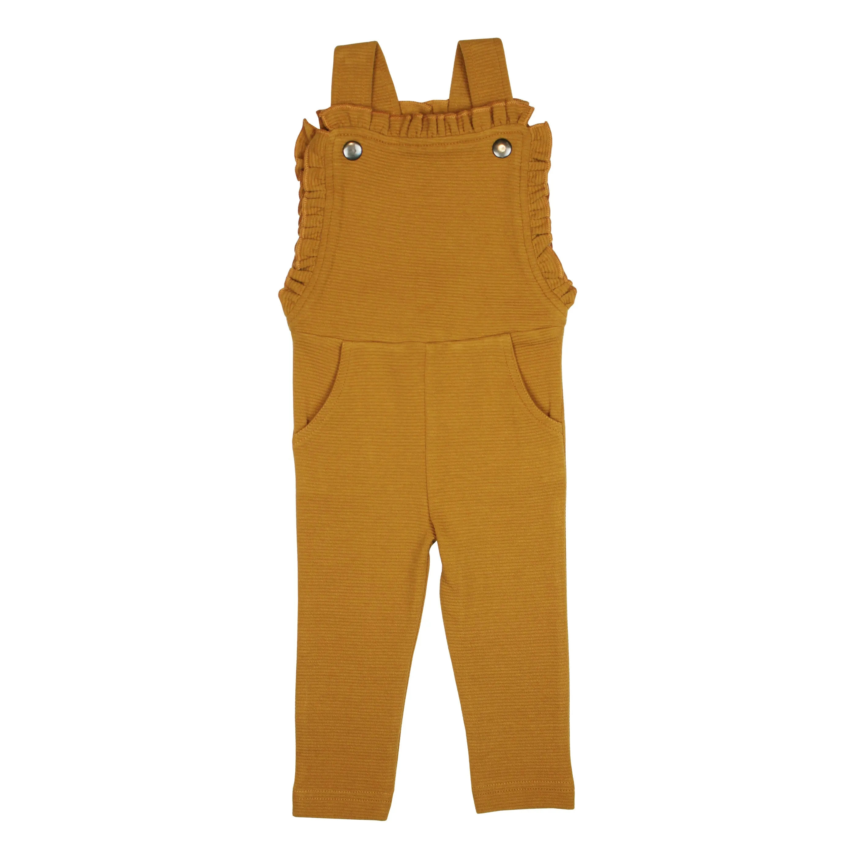 Corduroy Ruffle Romper in Butterscotch