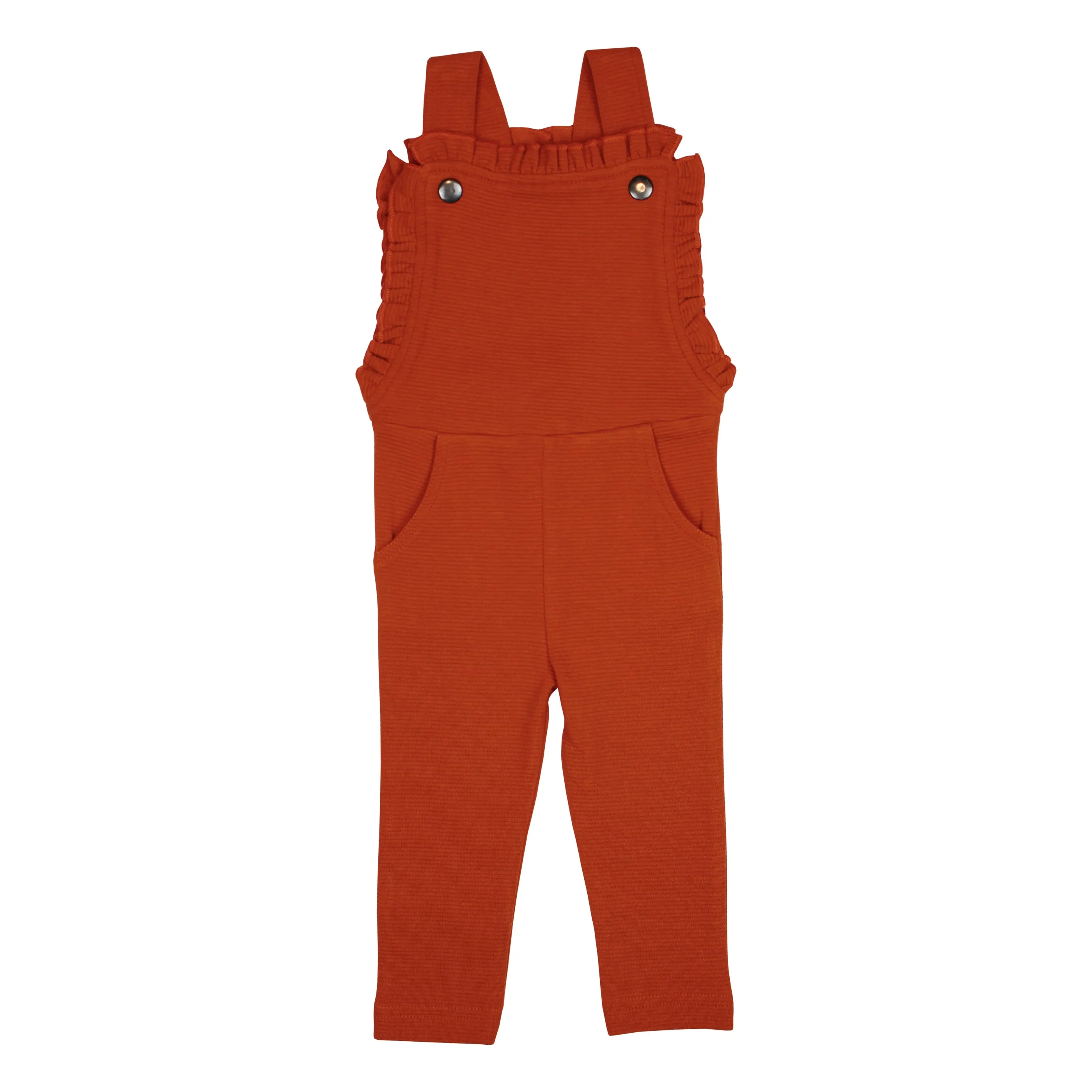 Corduroy Ruffle Romper in Paprika