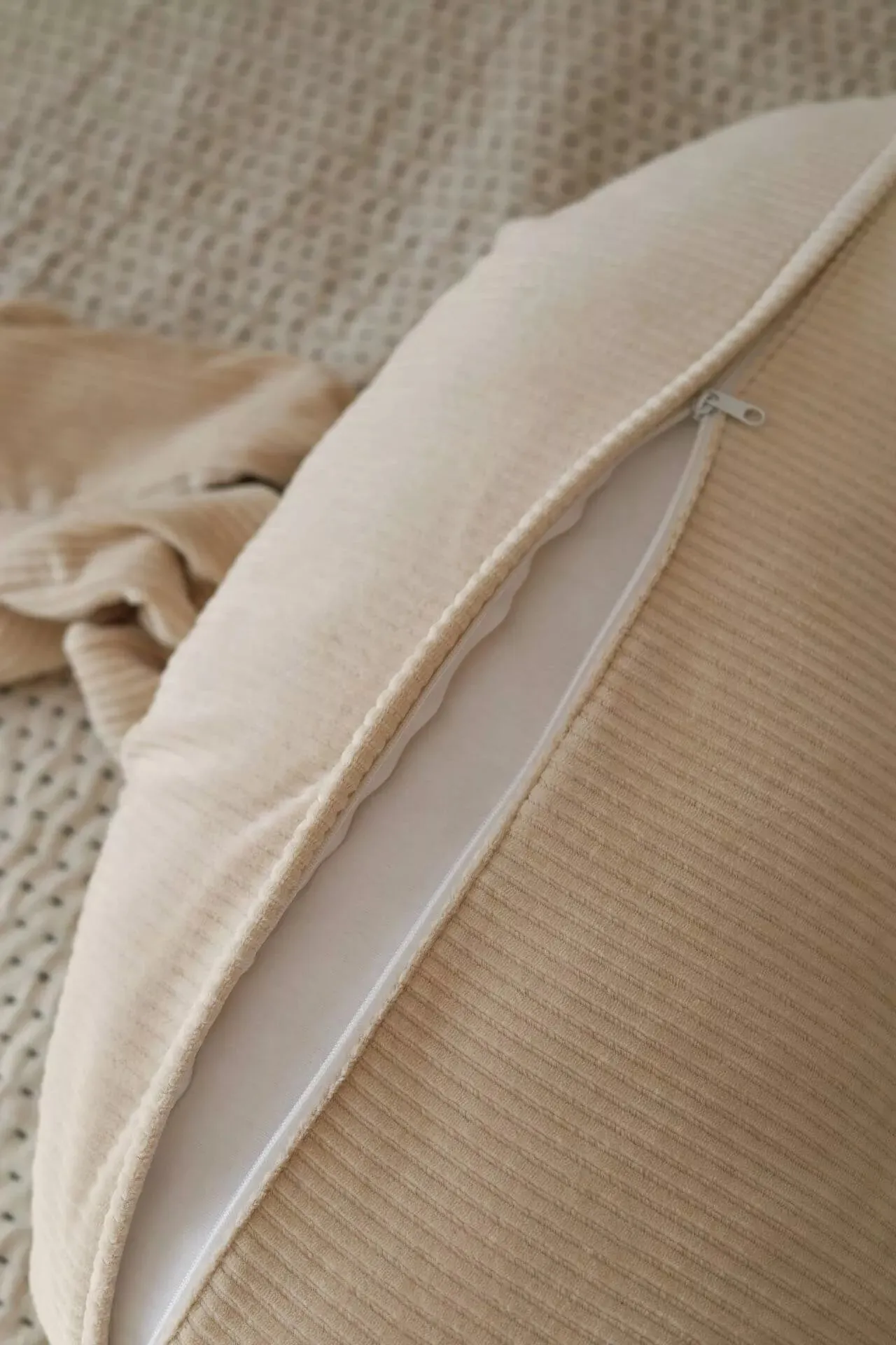 Corduroy Velvet Nursing Pillow - Beige