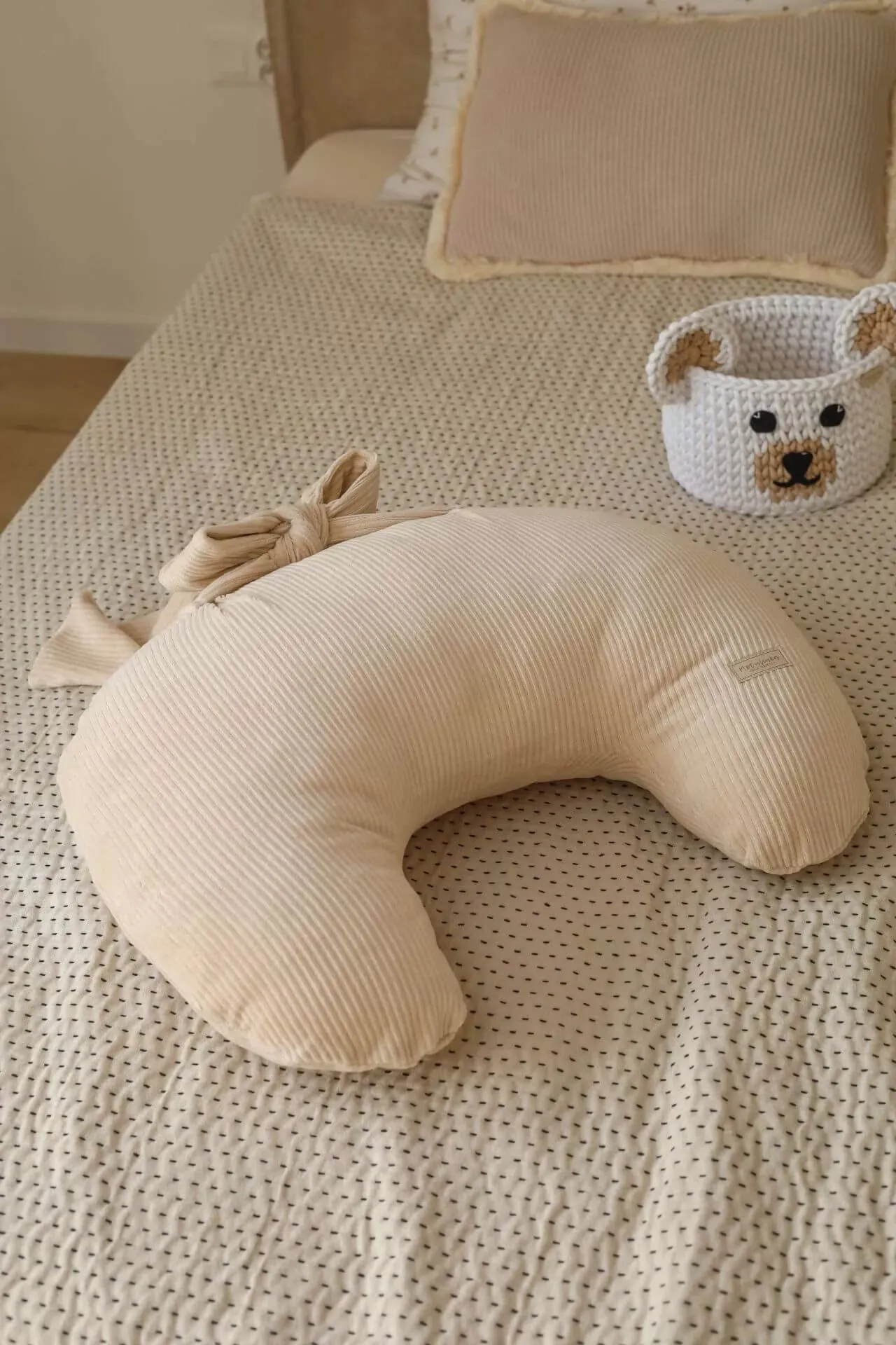 Corduroy Velvet Nursing Pillow - Beige