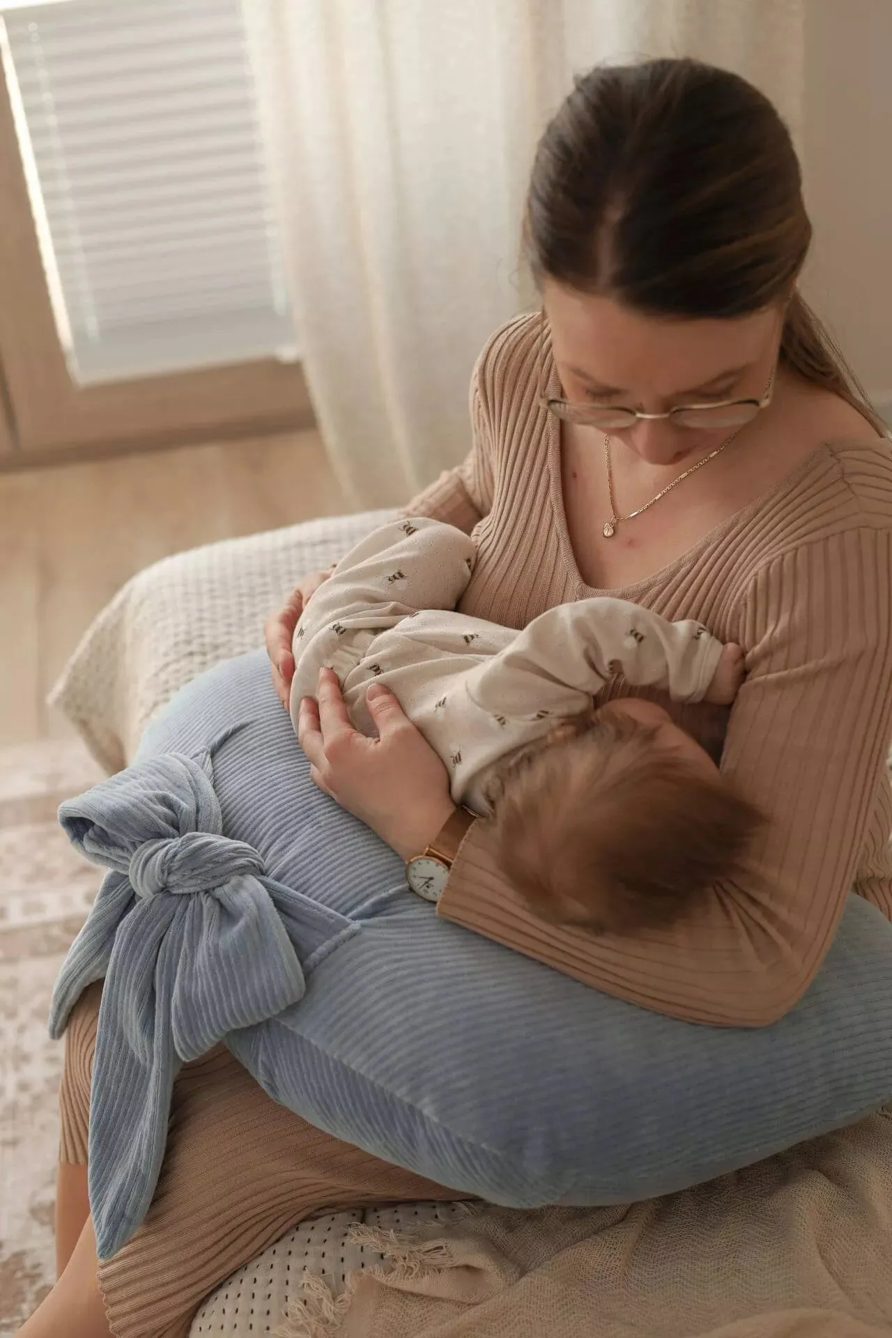 Corduroy Velvet Nursing Pillow - Blue