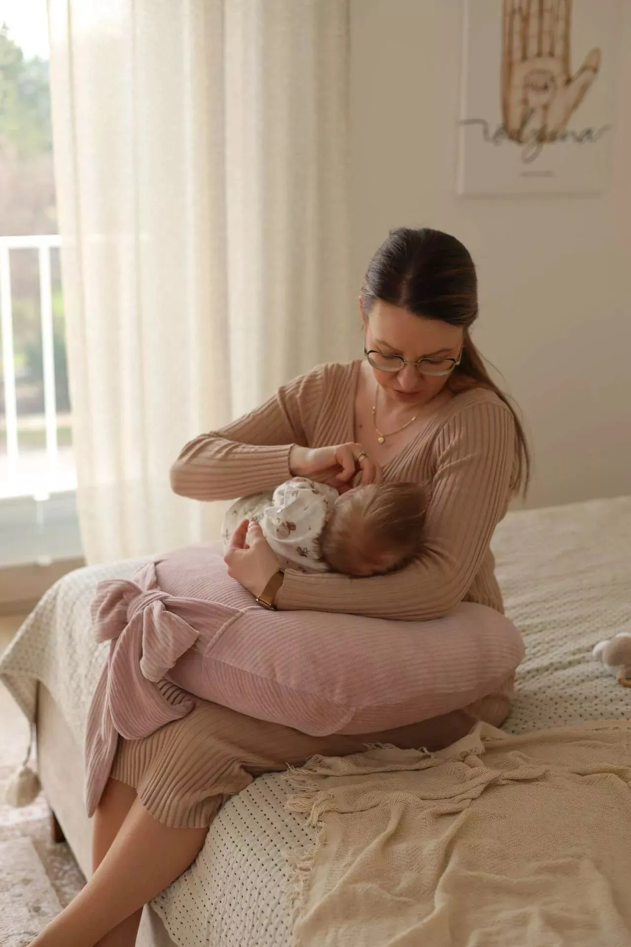 Corduroy Velvet Nursing Pillow - Powder Pink