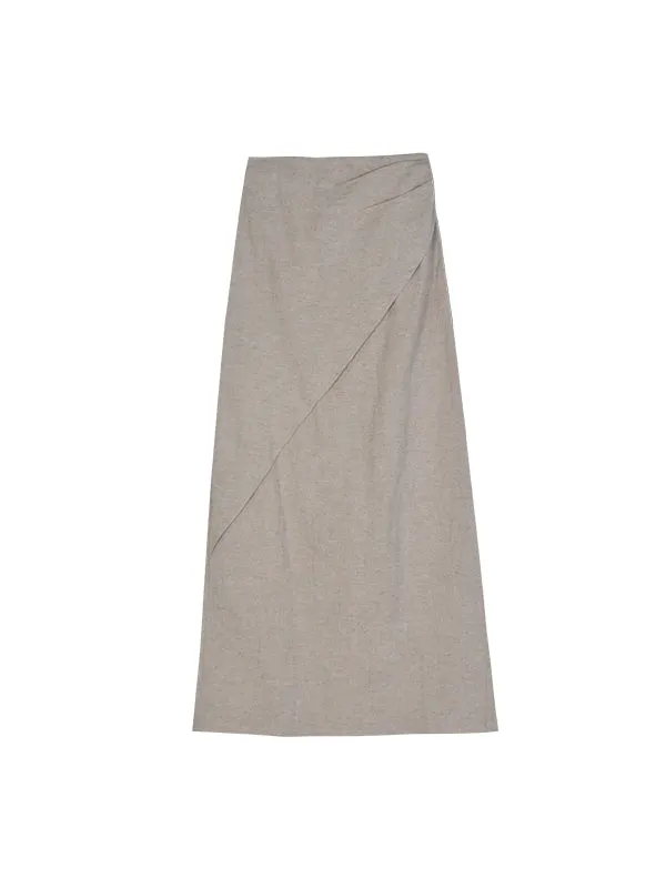 Cotton Natural H-Line Plain Long-Skirt