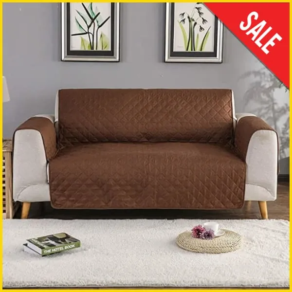 Cotton Quilted Sofa Runner - Sofa Coat (Copper Brown)