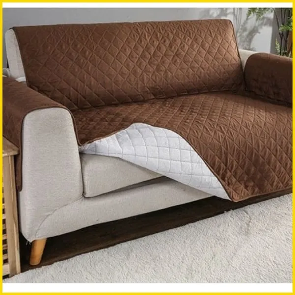 Cotton Quilted Sofa Runner - Sofa Coat (Copper Brown)