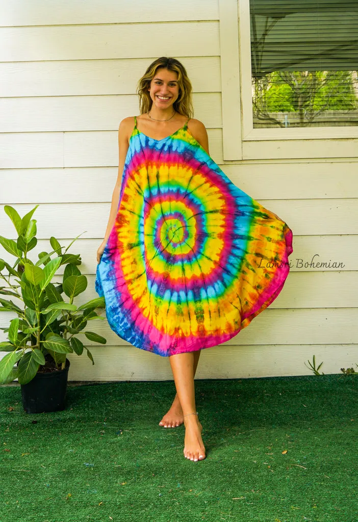 D4167- Hand Dyed Rainbow Sundress Hippie Dress