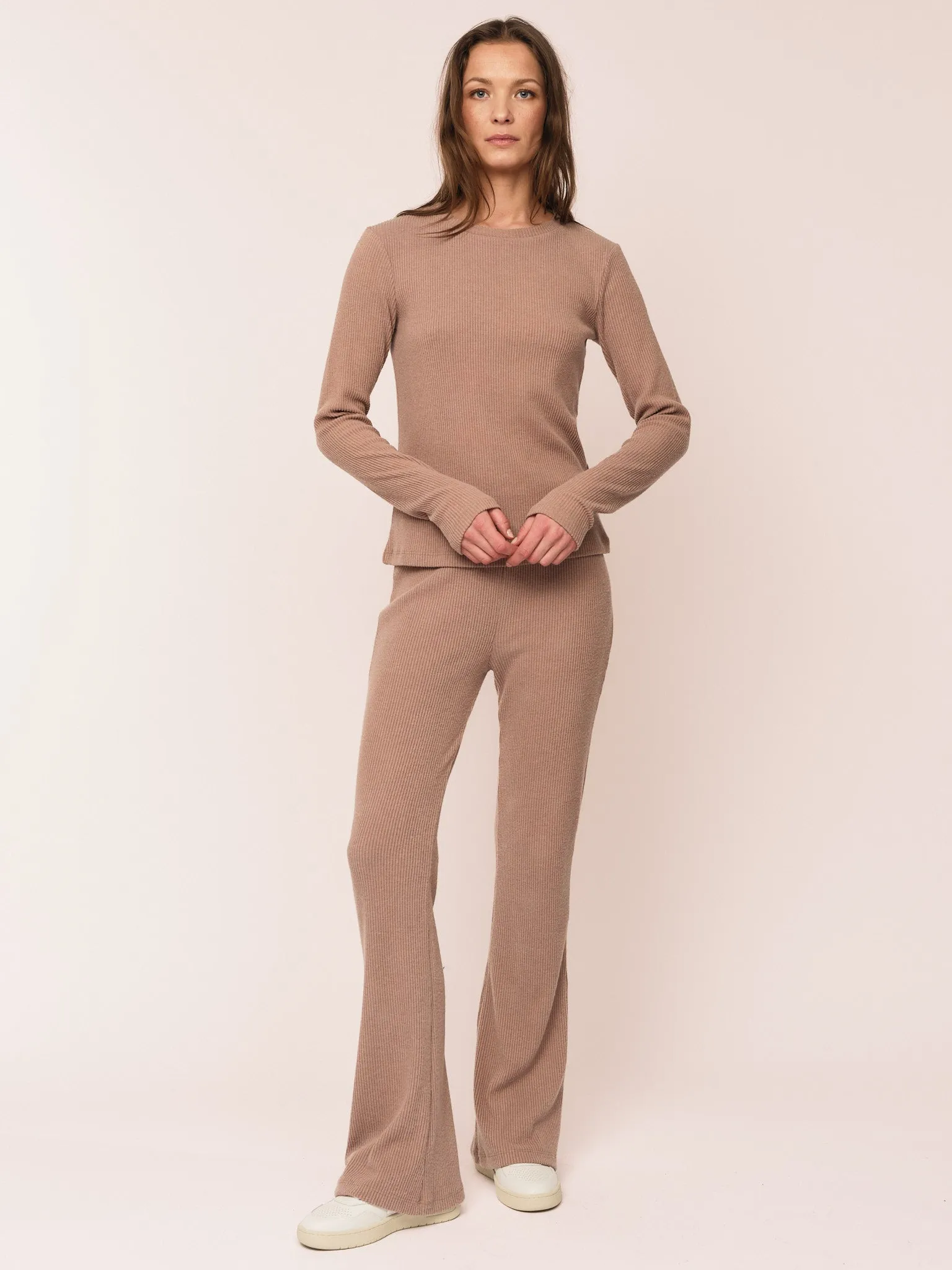 Daniela Rib Trouser - Brown Melange