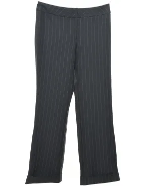 Dark Grey Striped Classic Trousers - W32 L31