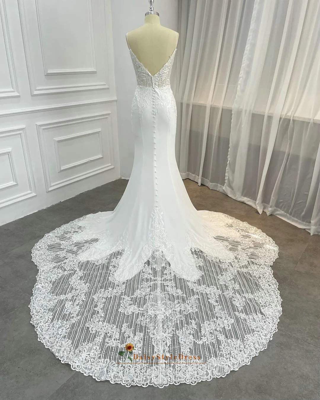 Designer's Fit and Flare Sheer Wedding Dress