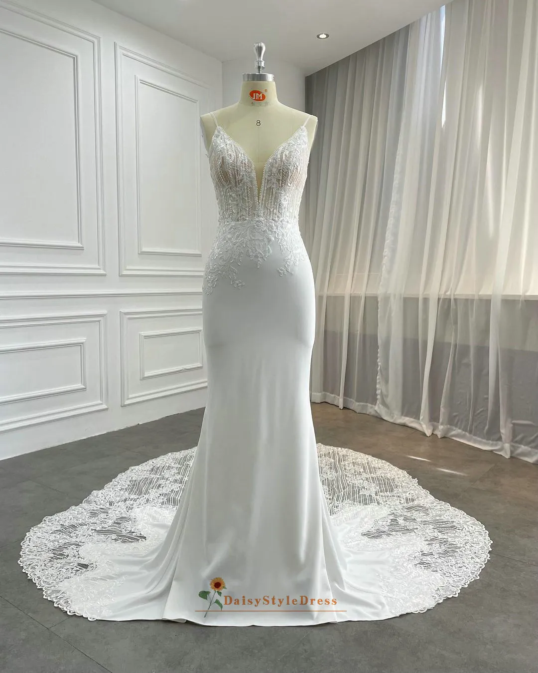 Designer's Fit and Flare Sheer Wedding Dress