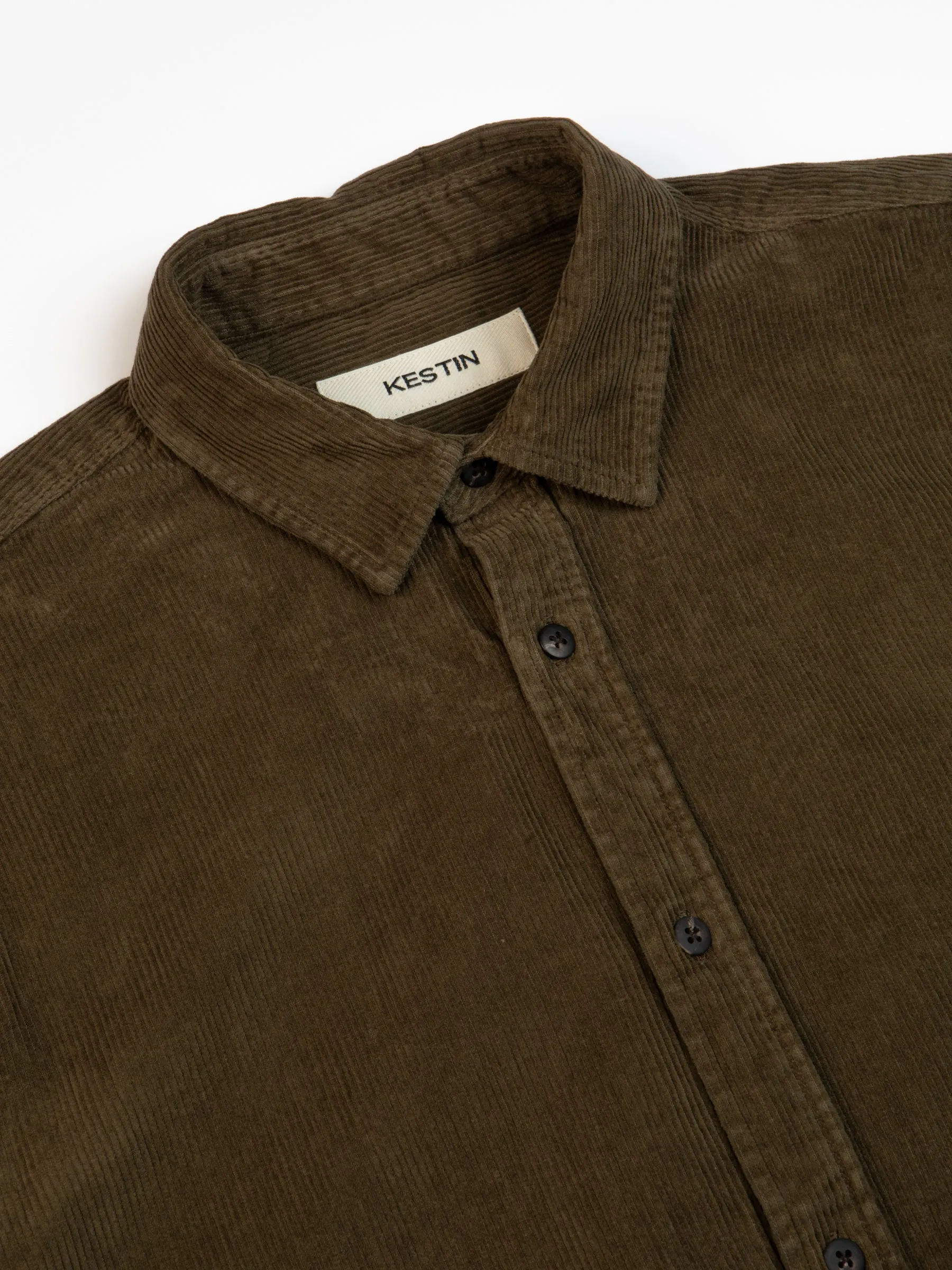 Dirleton Shirt In Dark Olive 12W Cotton Corduroy