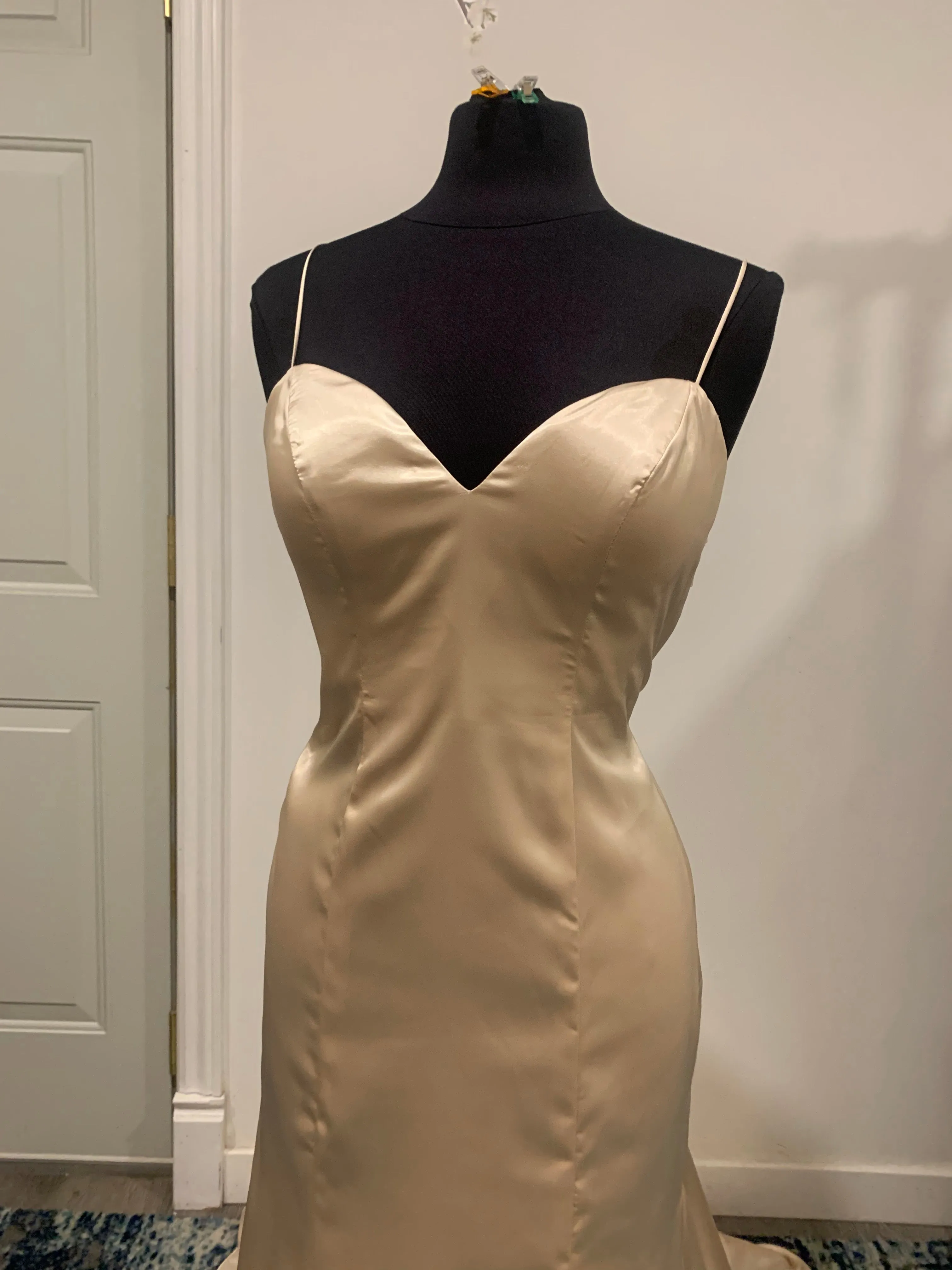 Dress 3121: Gold Champagne Slip Dress *Very short* waist 31