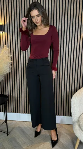 Effie Black Wide Leg Trousers