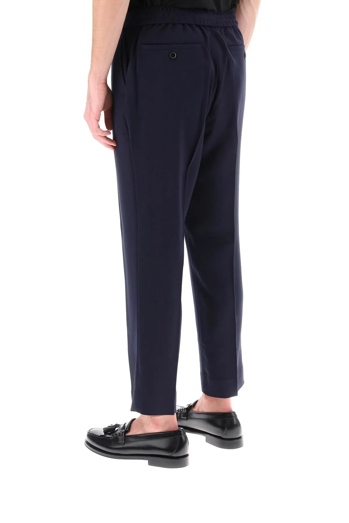 elasticated waist pants in viscose and wool