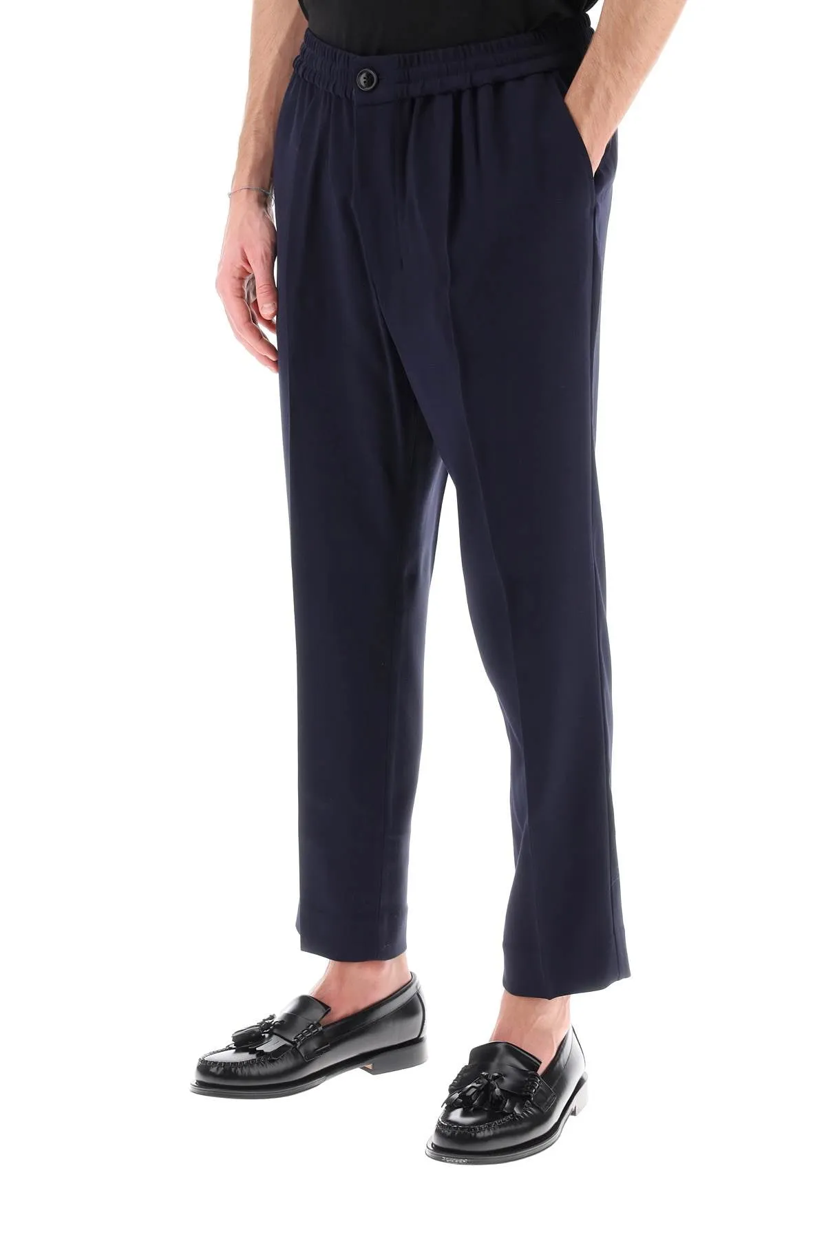 elasticated waist pants in viscose and wool