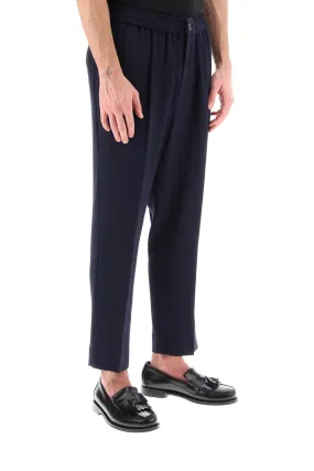 elasticated waist pants in viscose and wool