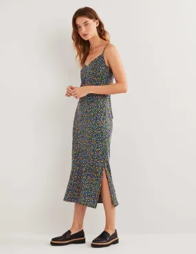 Elena Midi Slip Dress-French Navy, Floral Terrace