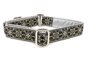 Exeter in Gray & Gold - Martingale or Buckle Dog Collar - 1" Width