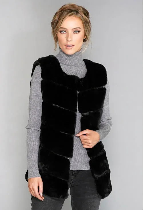 Faux Fur Gilet Black