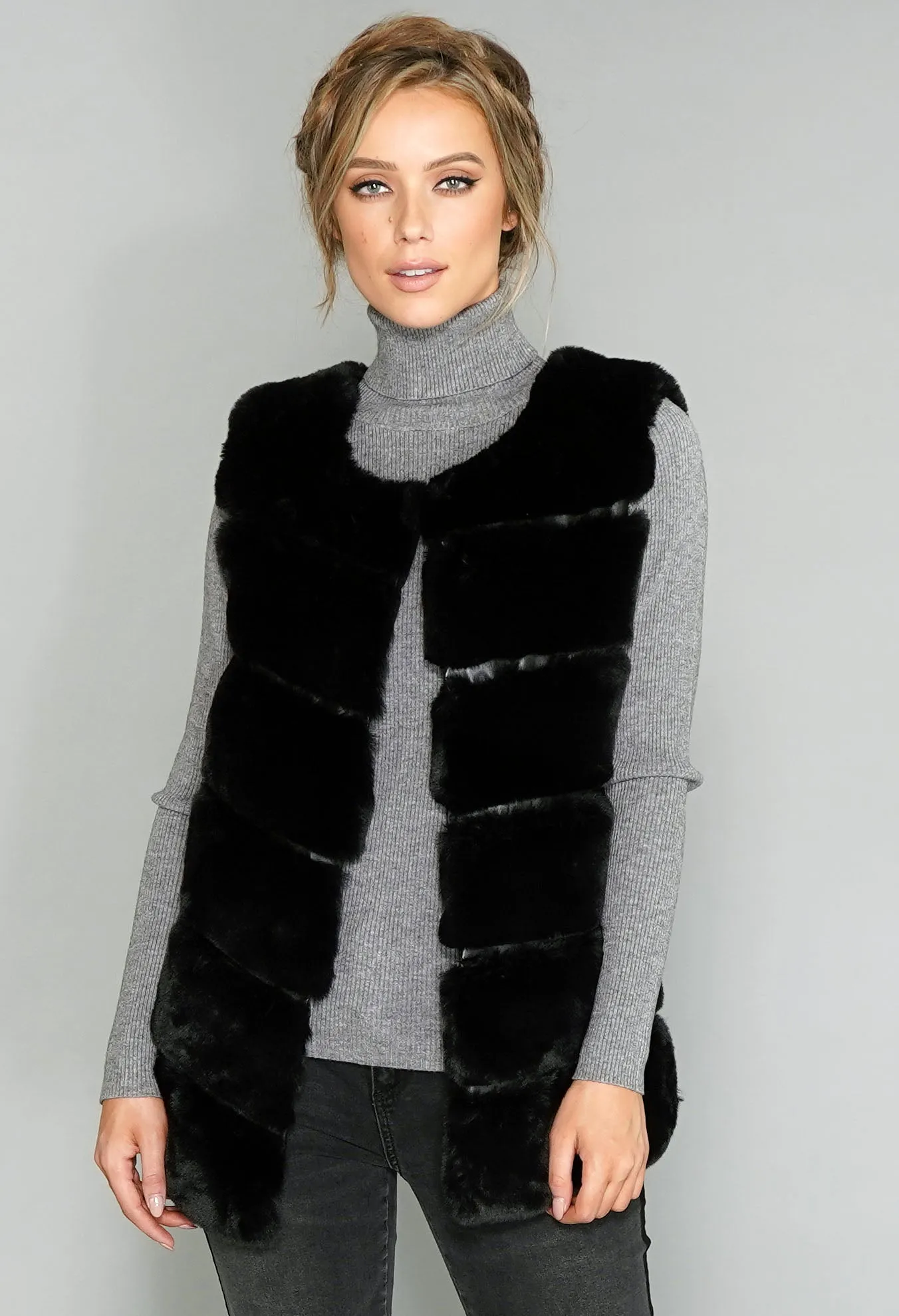 Faux Fur Gilet Black