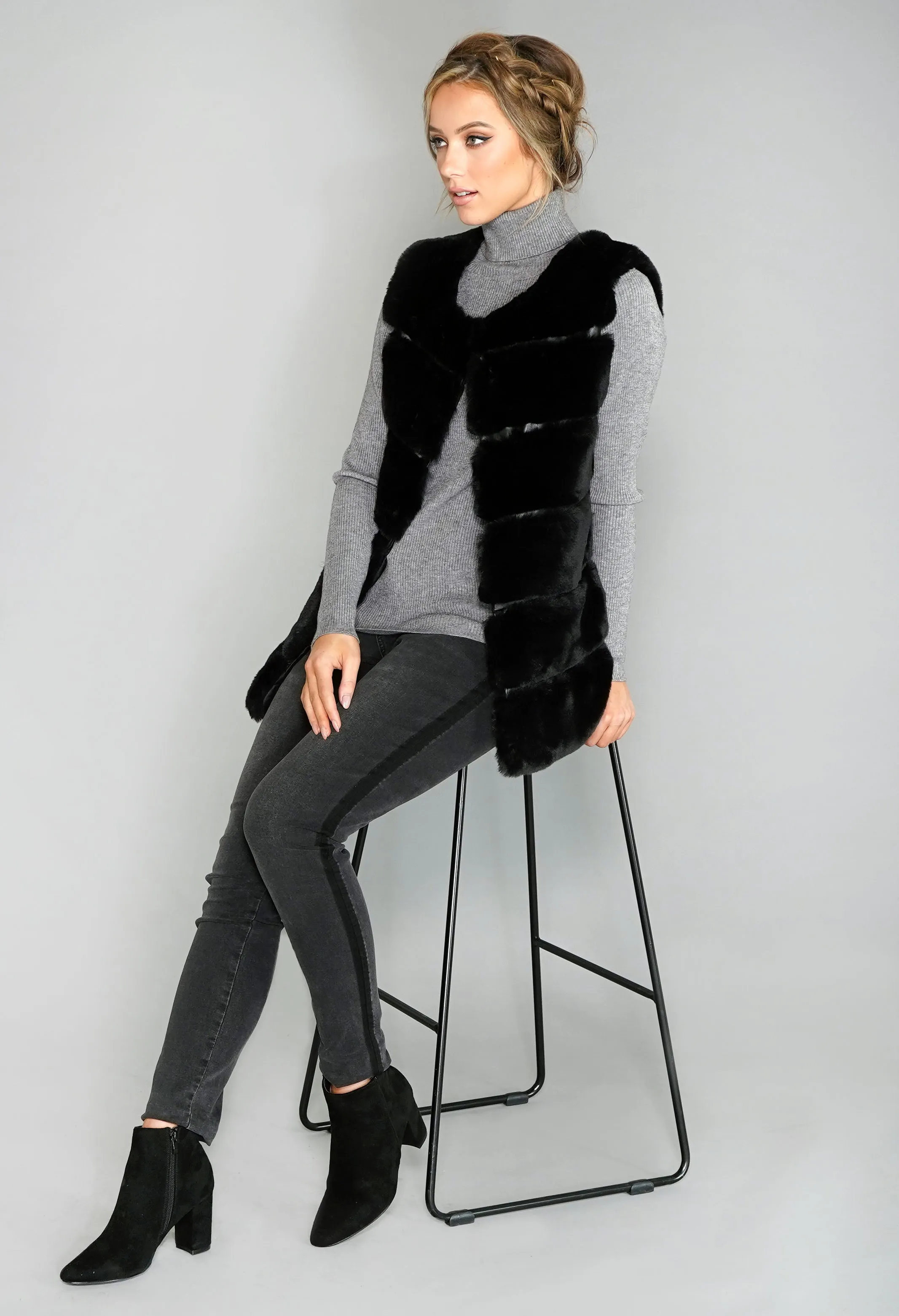 Faux Fur Gilet Black