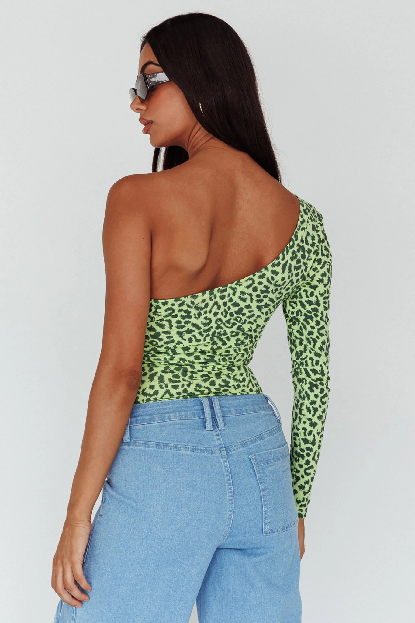 Fifi One Sleeve Bodysuit Leopard Apple