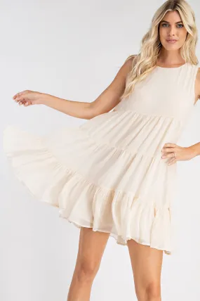 FINAL SALE Ivory Textured Babydoll Dress