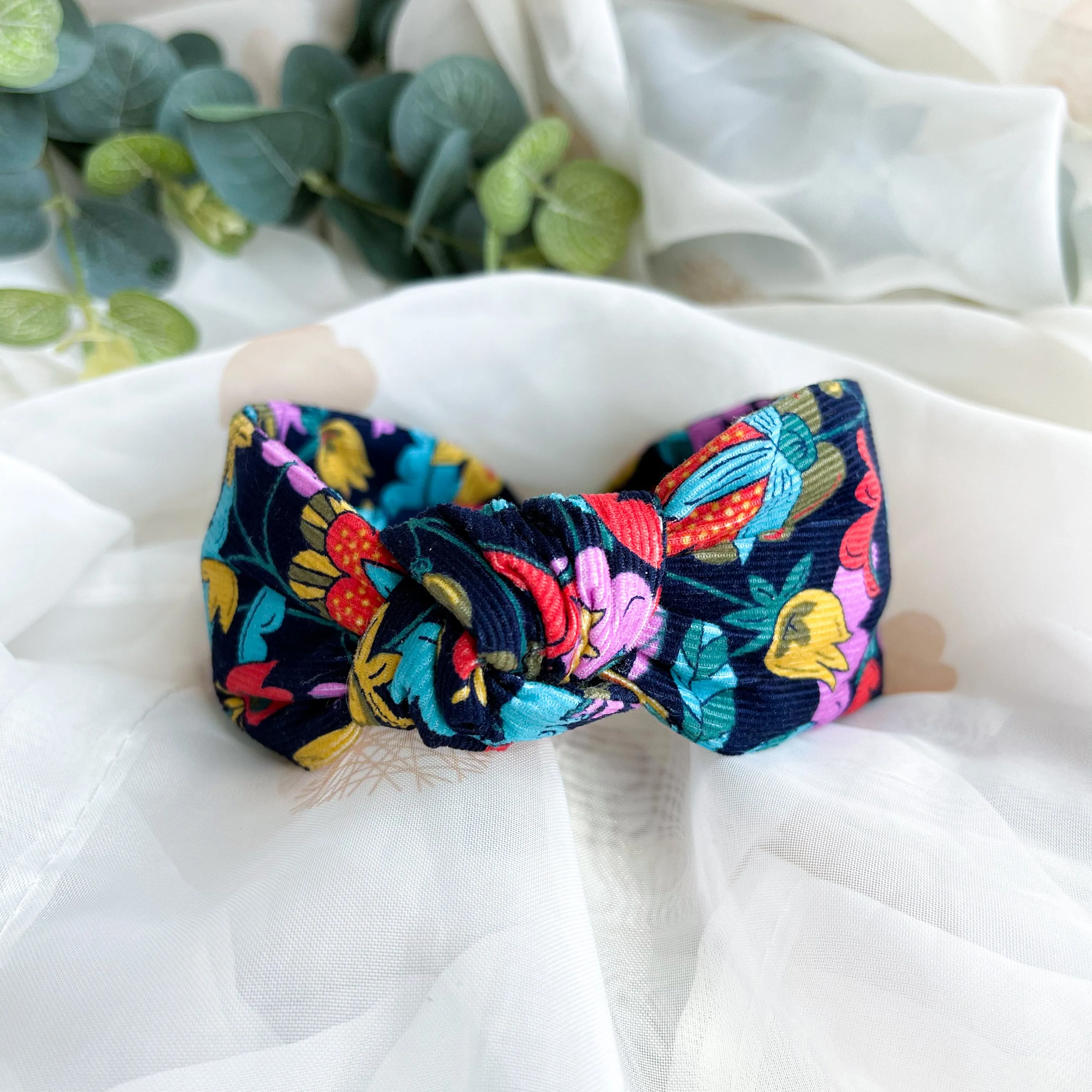 Floral Corduroy Knot Headband