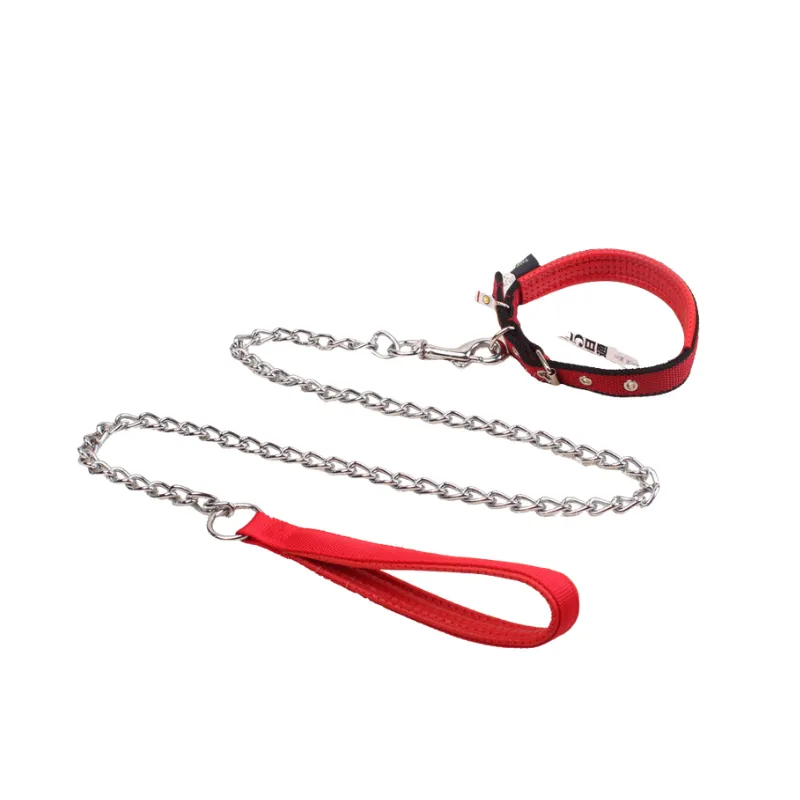 For Pet Dog Lead Chain With Pu Handle & Collar – Small (2.5*120cm)