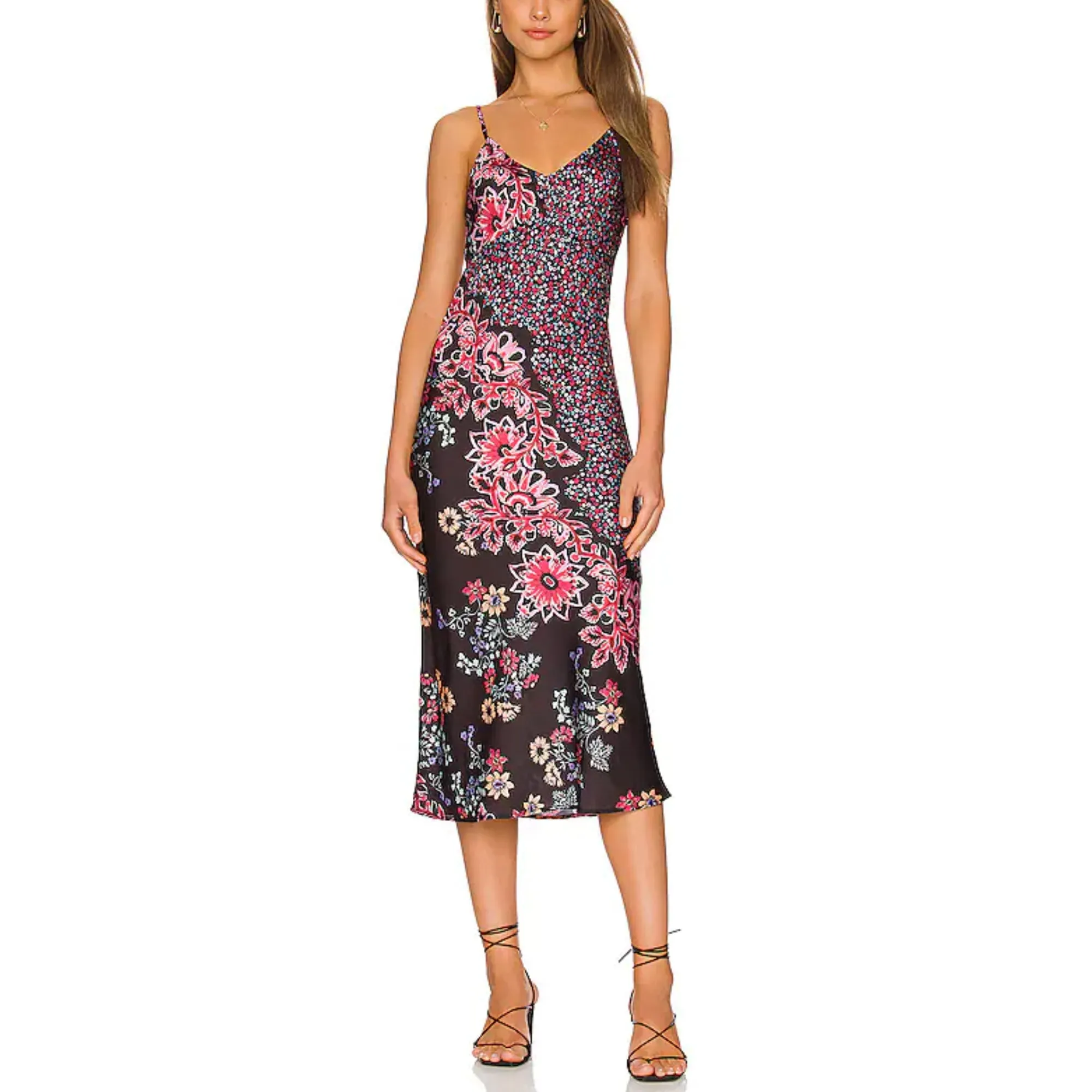 Free People Women's Your Better Side Floral Print Midi Slip Dress