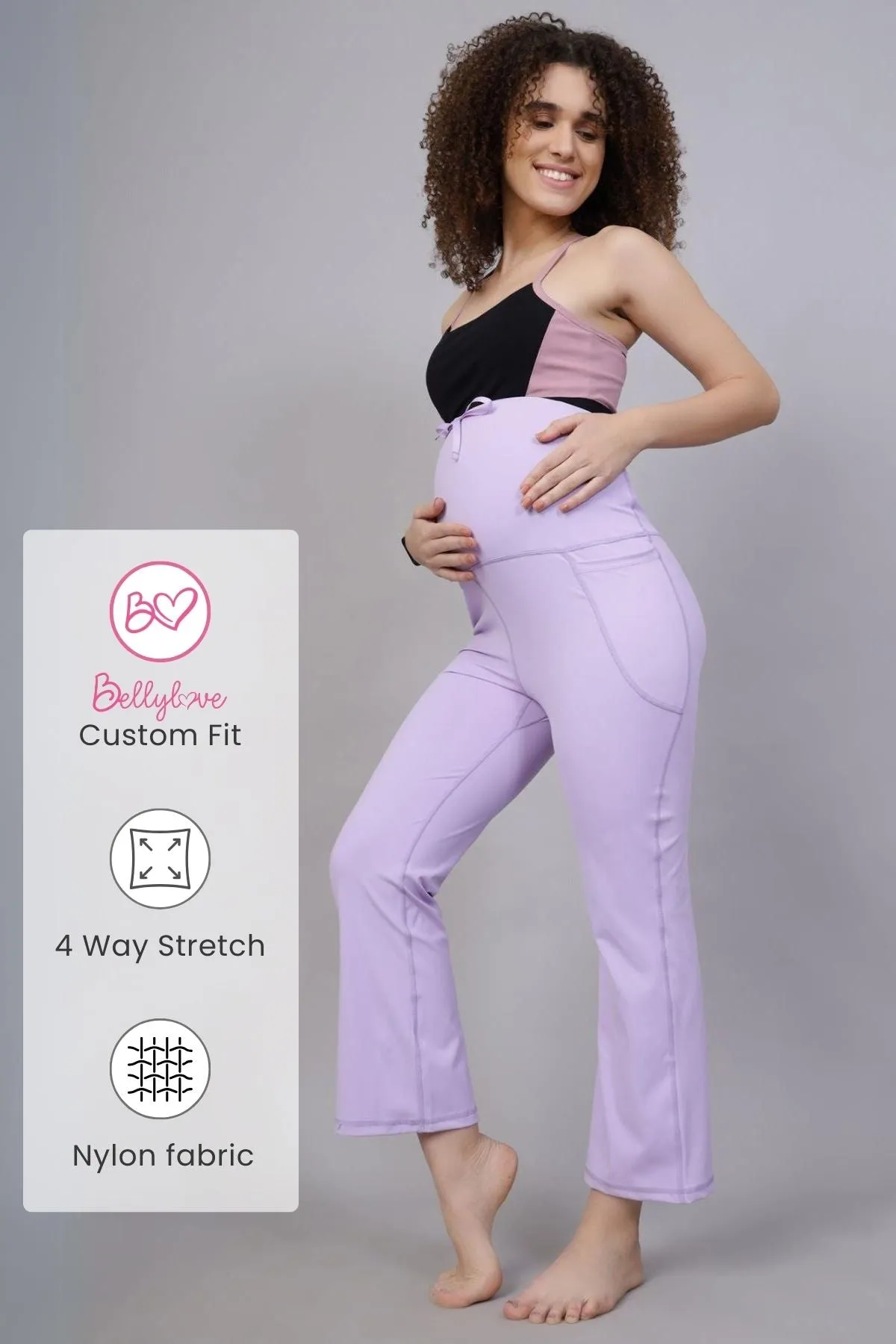 Full Bump-Coverage Lavender Flair Maternity Pants