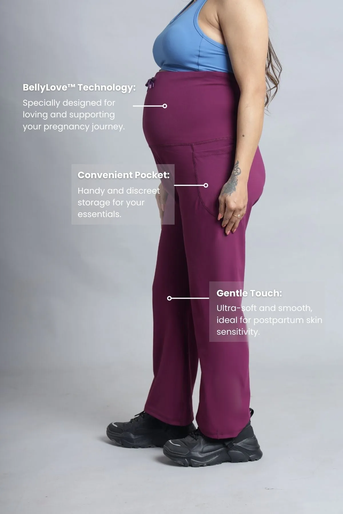 Full Bump-Coverage Wine Flair Maternity Pants