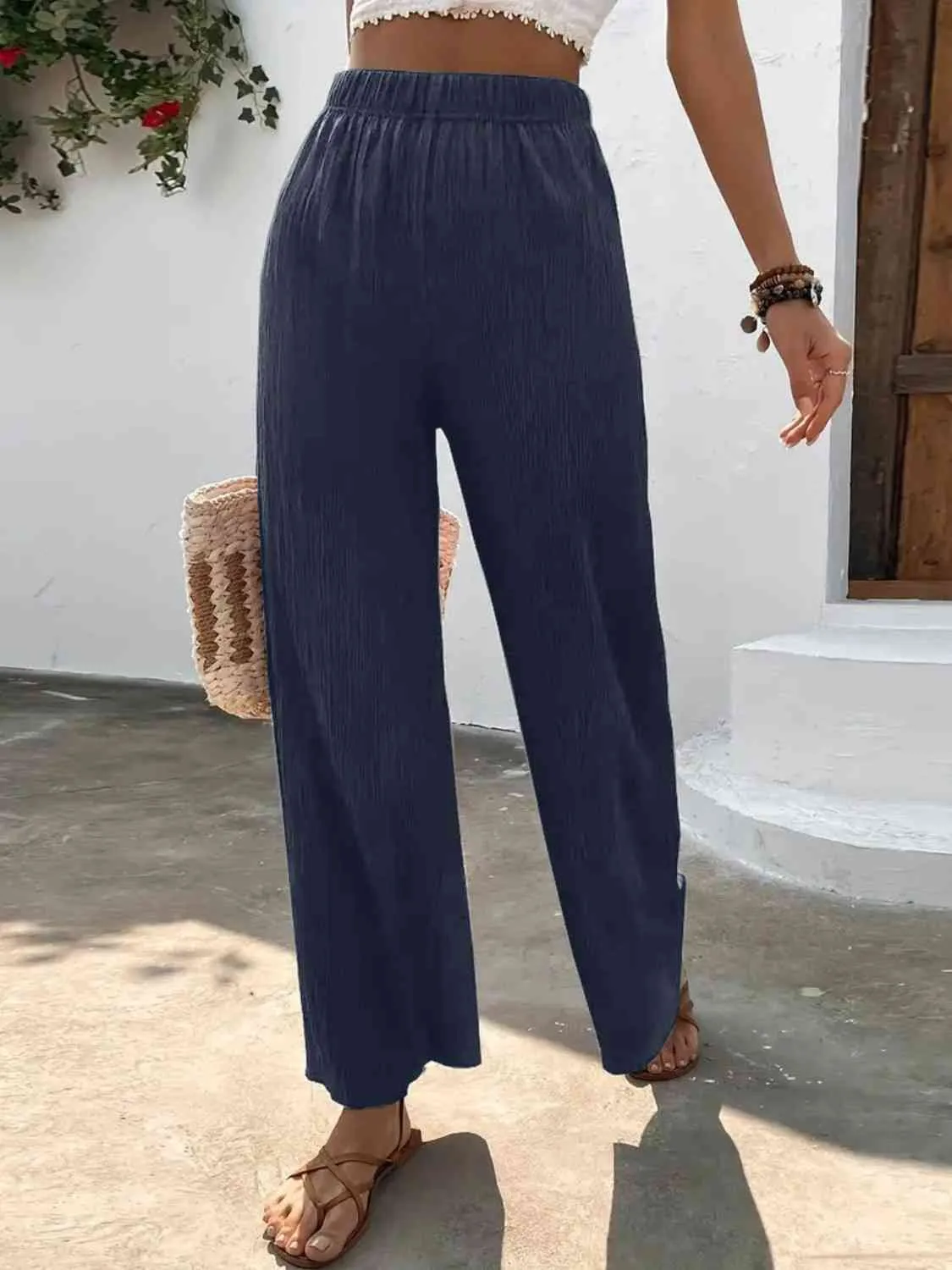 Full Size High Waist Wide Leg Pants