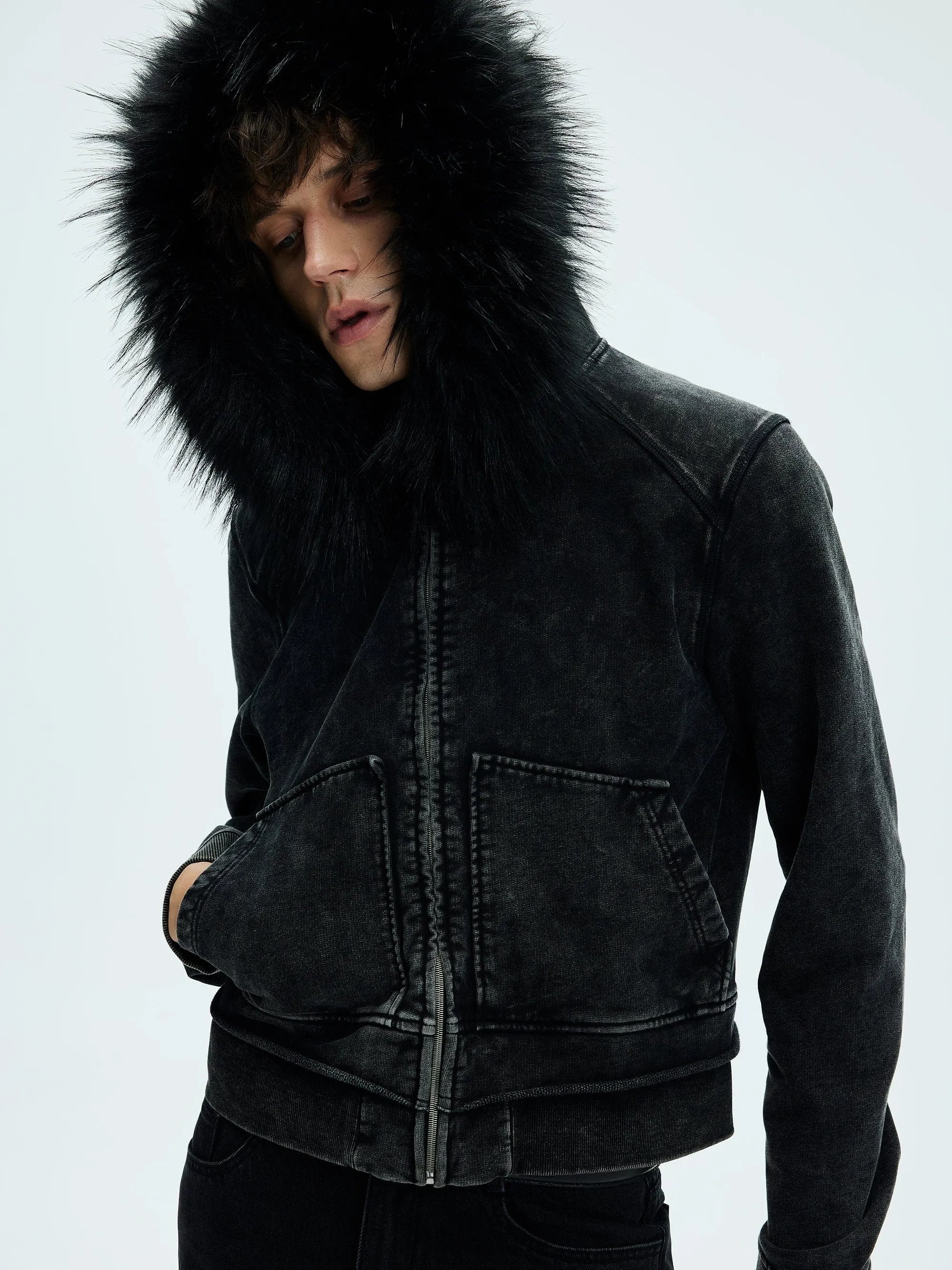 Fur Hood Washed Jacket