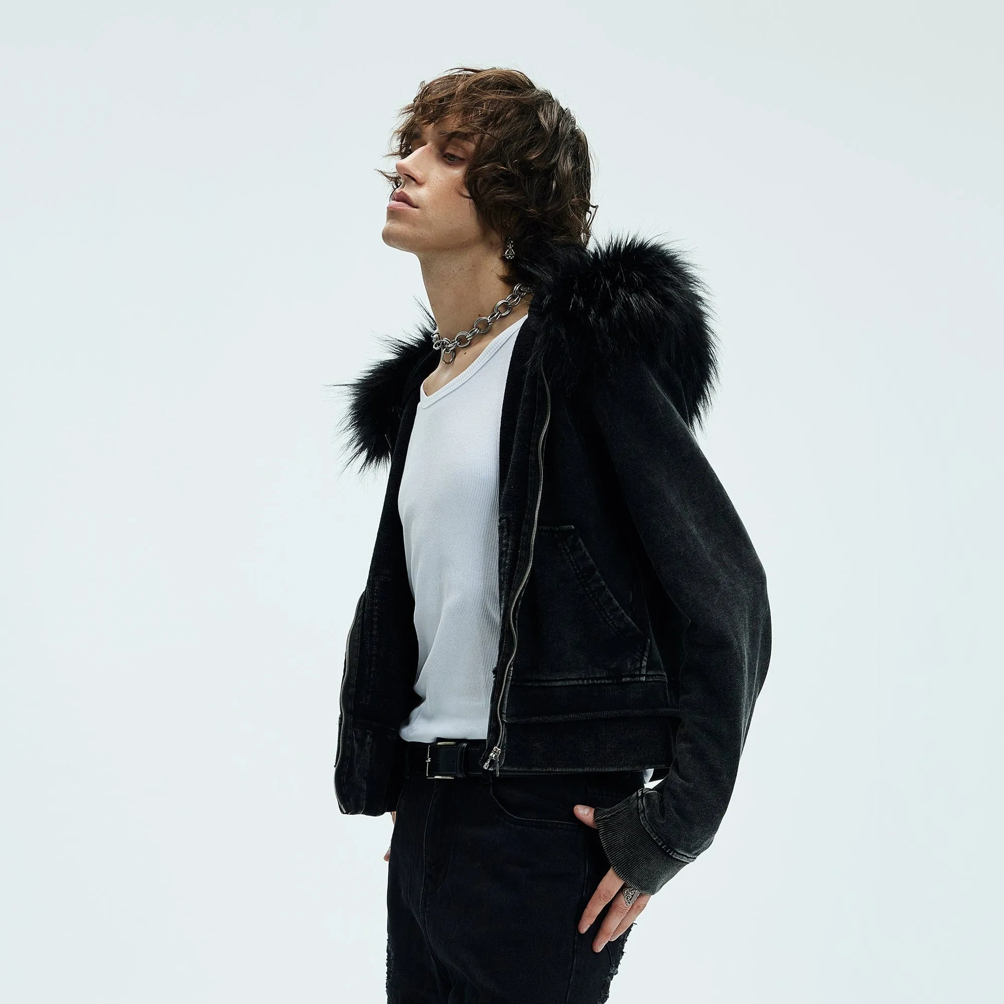 Fur Hood Washed Jacket