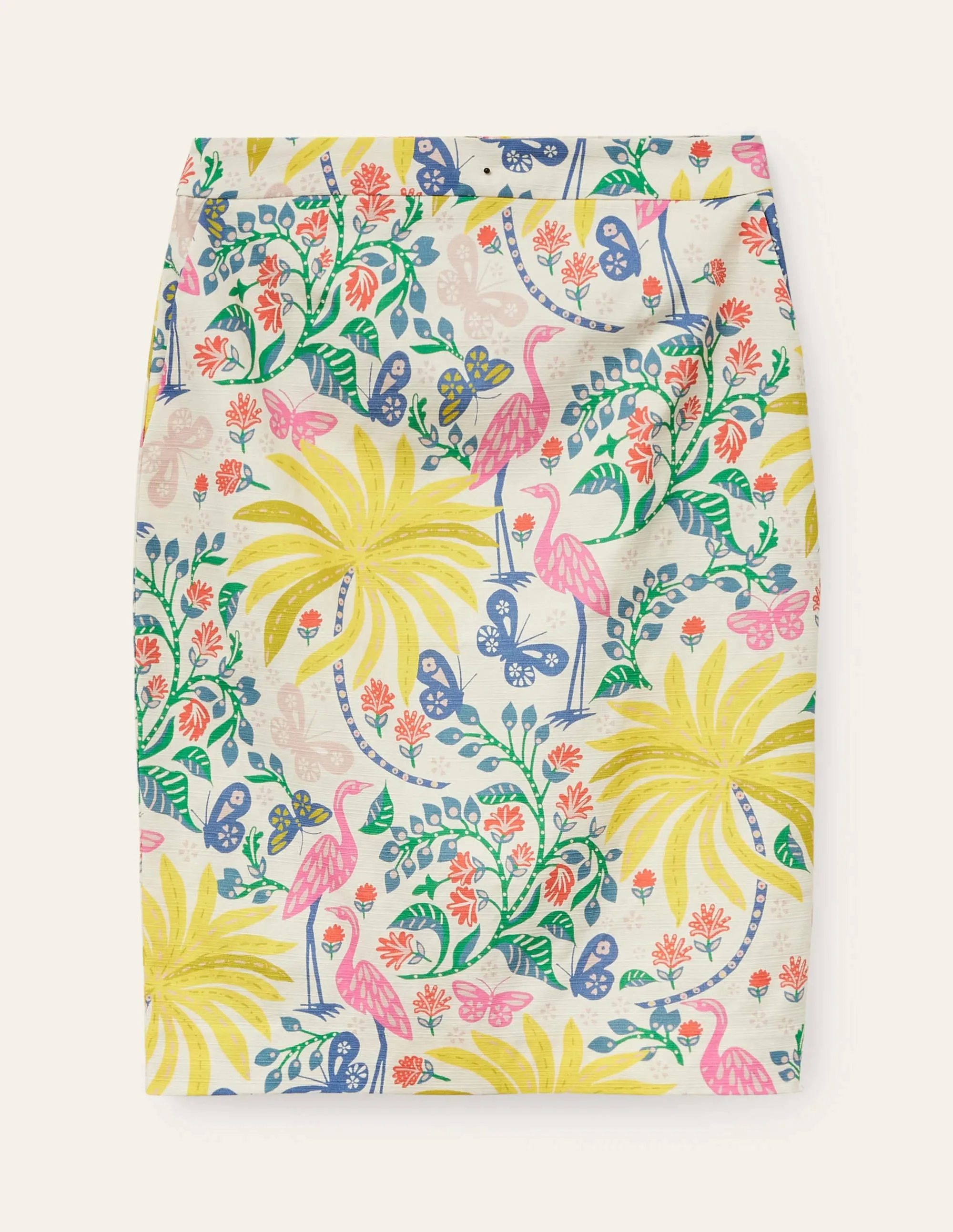 Gabriella Pencil Skirt-Ivory, Tropical Charm