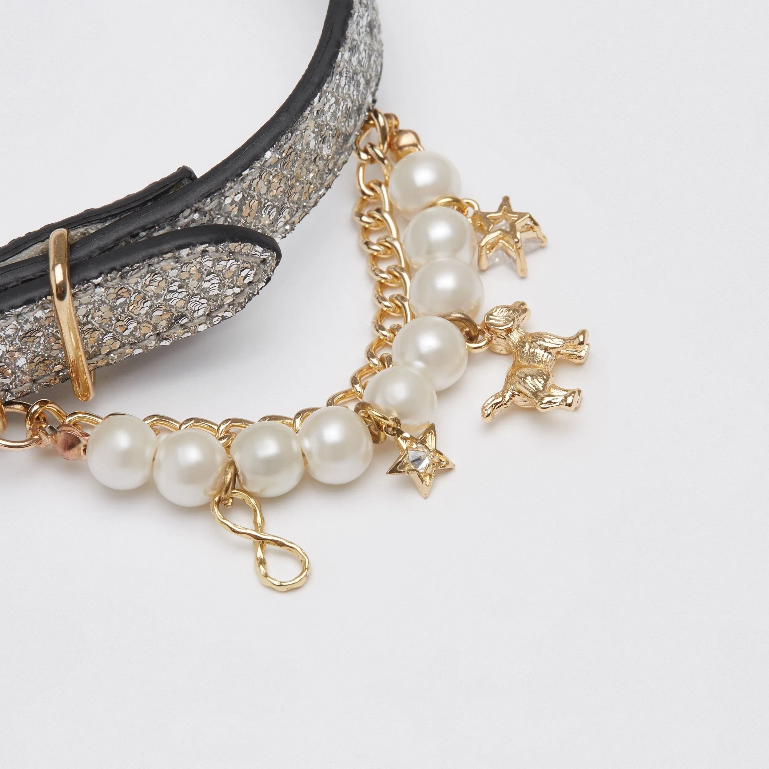 Glitter Collar with Pearl (Silver)