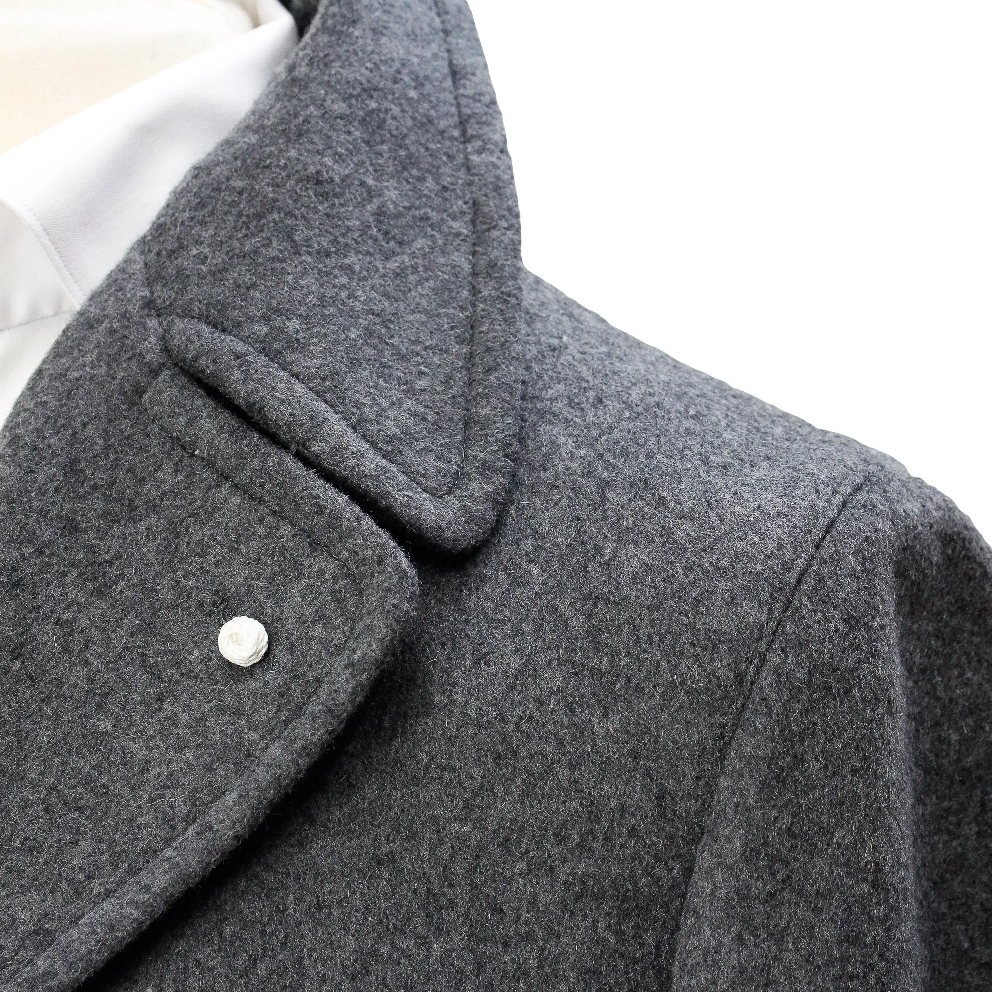 Graphite Gray Double Breasted Wool-Cashmere Peacoat - Luigi Bianchi