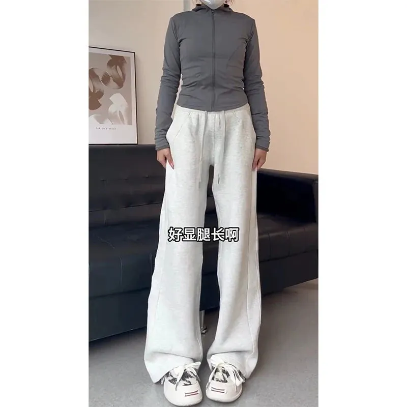 Gray Oversize High Waist Wide Jogger Pants